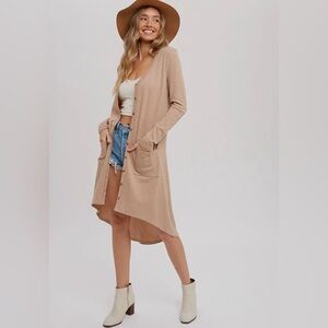 Ribbed Cardigan/ Rose Hi Lo Button Down Cardigan or Dress